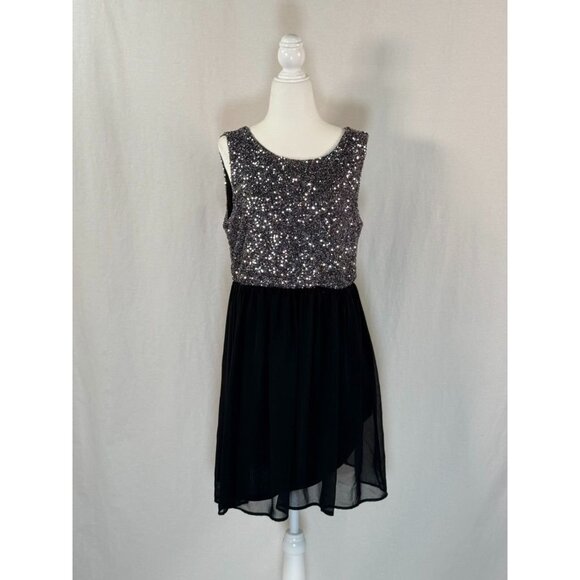 PINKY Size L Bodice Black Chiffon Sleeveless Mini Dress W/ Zipper - Picture 1 of 10